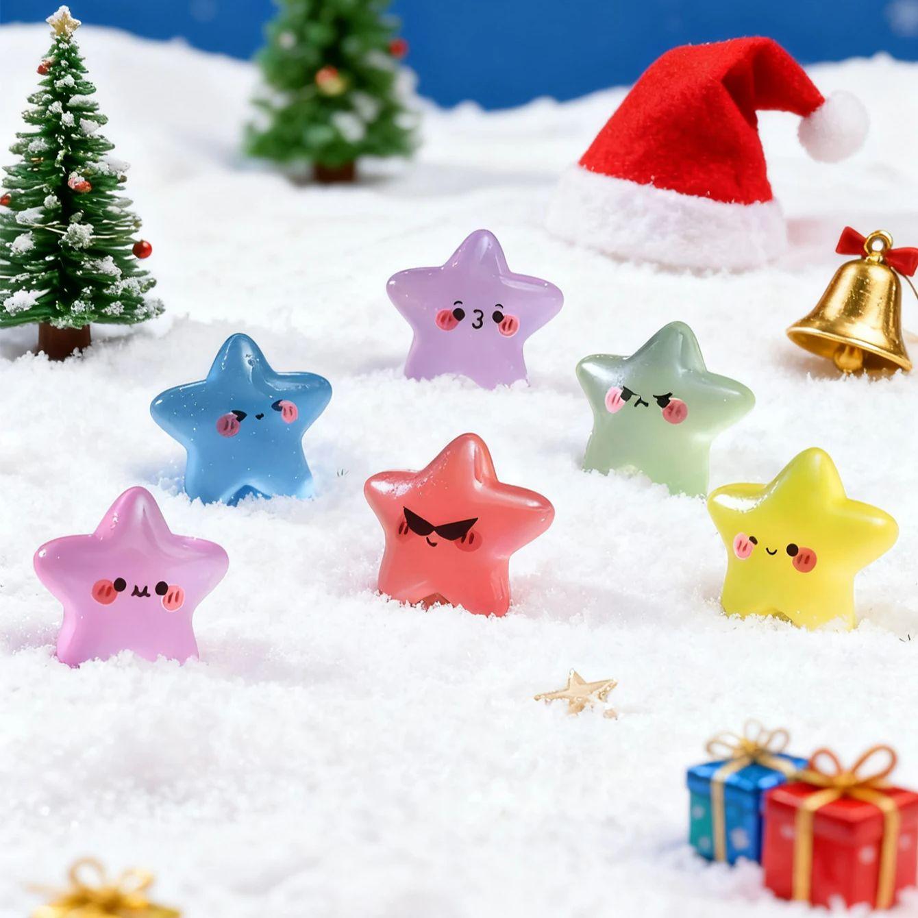 

10/20PCS Luminous Star Figurines Glow In The Dark Cute Smiling Decoration Ideal For Fairy Garden Christmas Party Gift W12167WW-