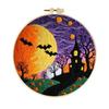 Halloween Needle Felting Kit Beginner Felt Craft Set DIY Felt Painting with Faux Wool Needle Frame Stamped Fabric for Adults Handcraft Lovers