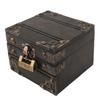 Large Jewelry Box Large Capacity Antique Durable Wood Dark Grey Vintage Jewelry Box with Metal Lock