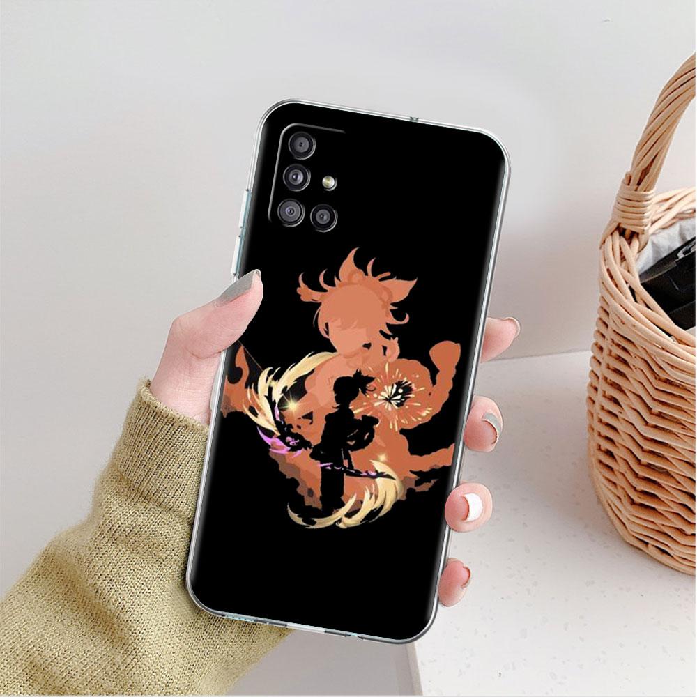Transparente Hülle für Samsung Galaxy A52 A12 A51 A32 A21s A71 A32 A22 50 A70 A31 A72 5G Handyhülle Anime Genshin Impact