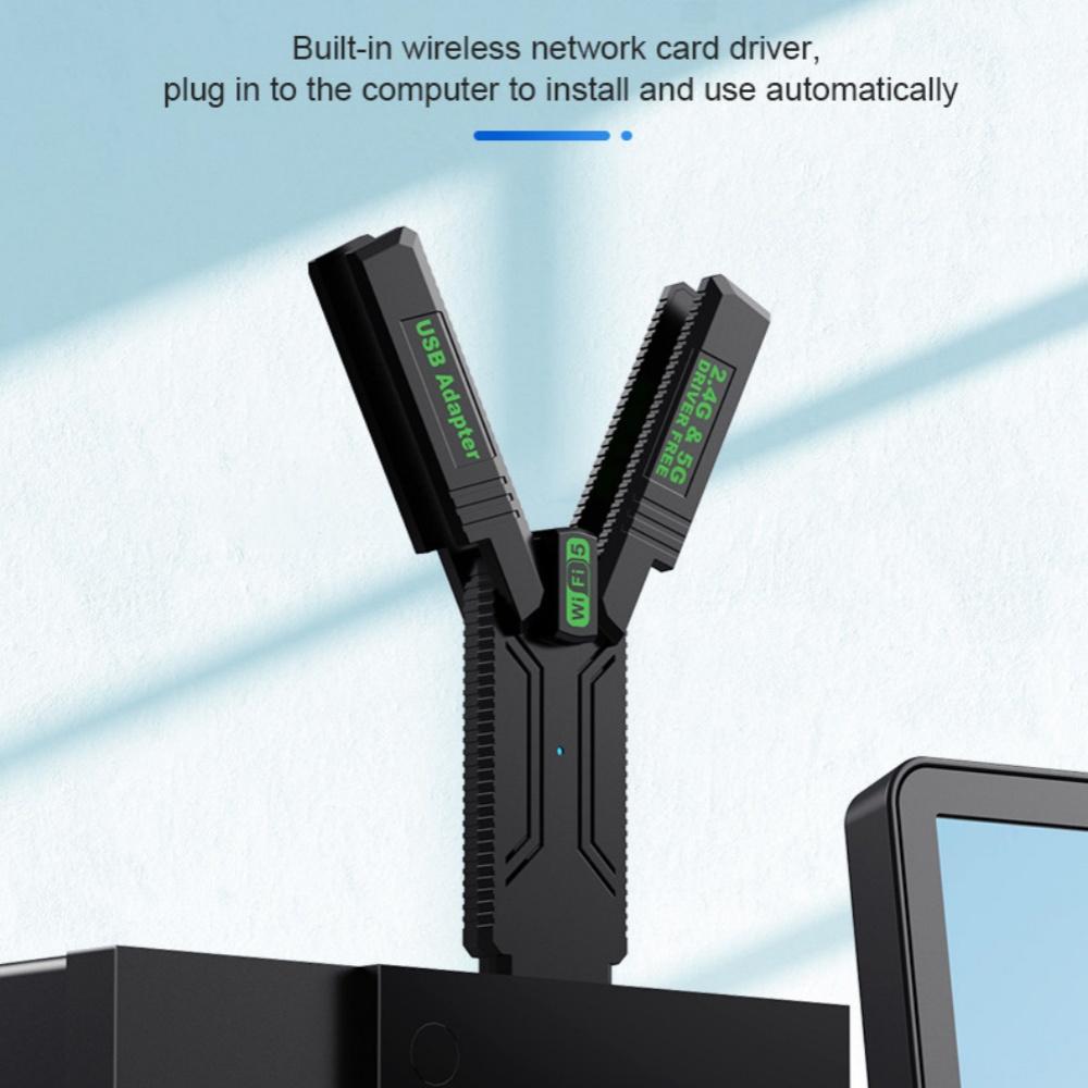 600Mbps WiFi5 USB Adapter Wireless Network Card 2.4G and 5G 4 Antenna Folding USB 3.0 Non Drive Wireless Receiver for Win8/10/11