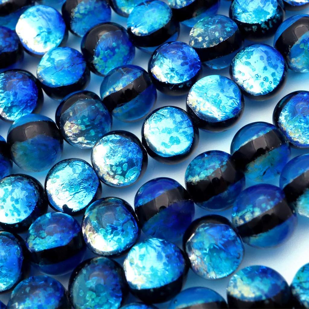 [GOLD STONE] Yonaguni Blue Firefly Glass Glowing Beads, String of 50, Yonaguni Island, Okinawa, 8mm