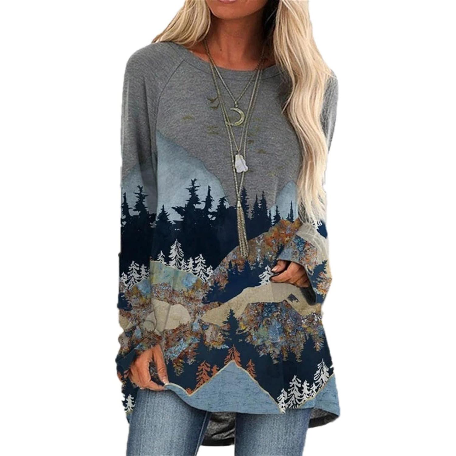 

Summer Round Neck 3D Scenic Print Top Fashionable Casual Short Sleeved Women s T-shirts 2XL