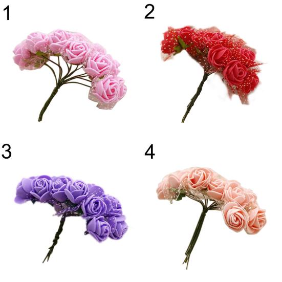 2.5cm Foam Artificial Wrist Flower Fake Rose Bouquet Wedding Party Decoration