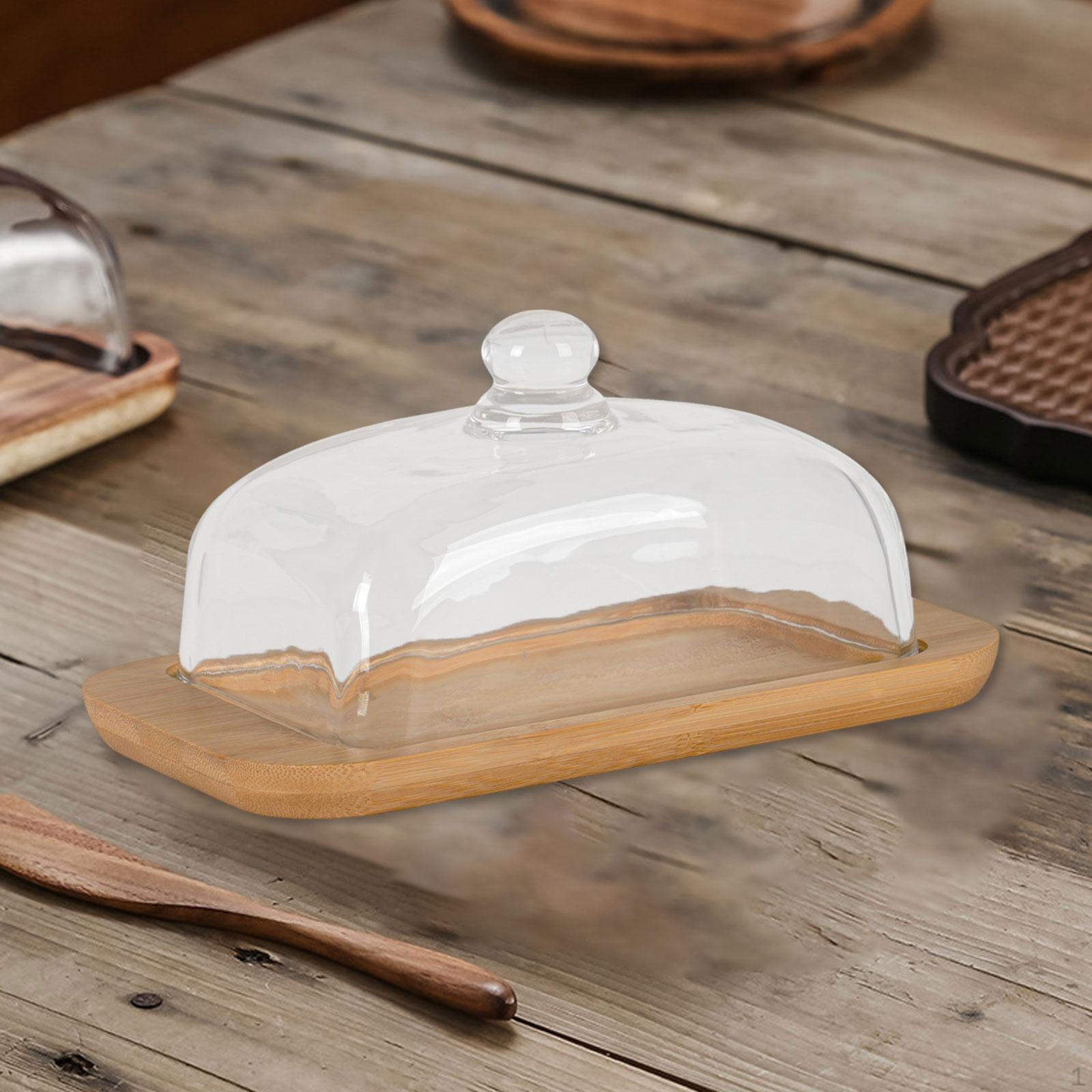 

Butter Holder Housewarming Gift Cake Stand Appetizer Tray for Kitchen Dining Bamboo Base