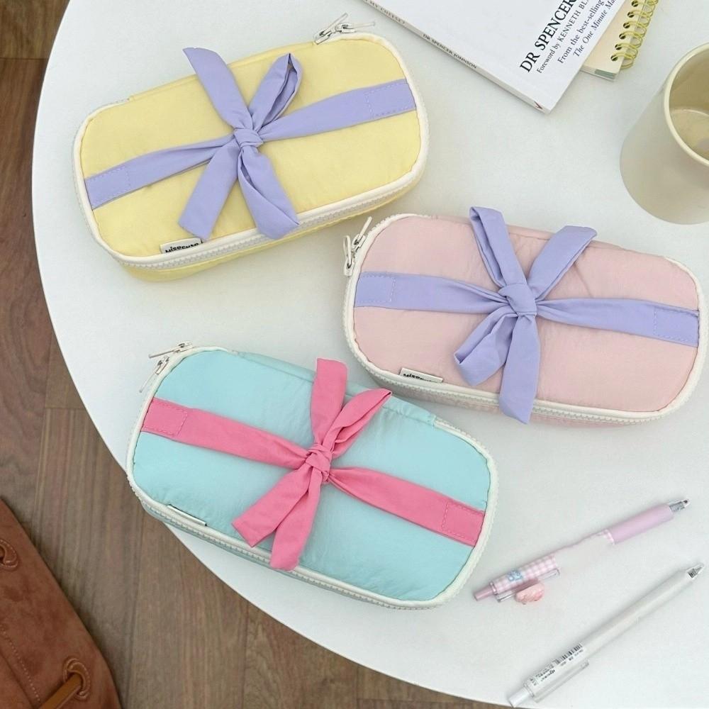 Desktop Storage Bow Stationery Bag Large Capacity Bow Pencil Pouch Korean Style Pencil Case  School