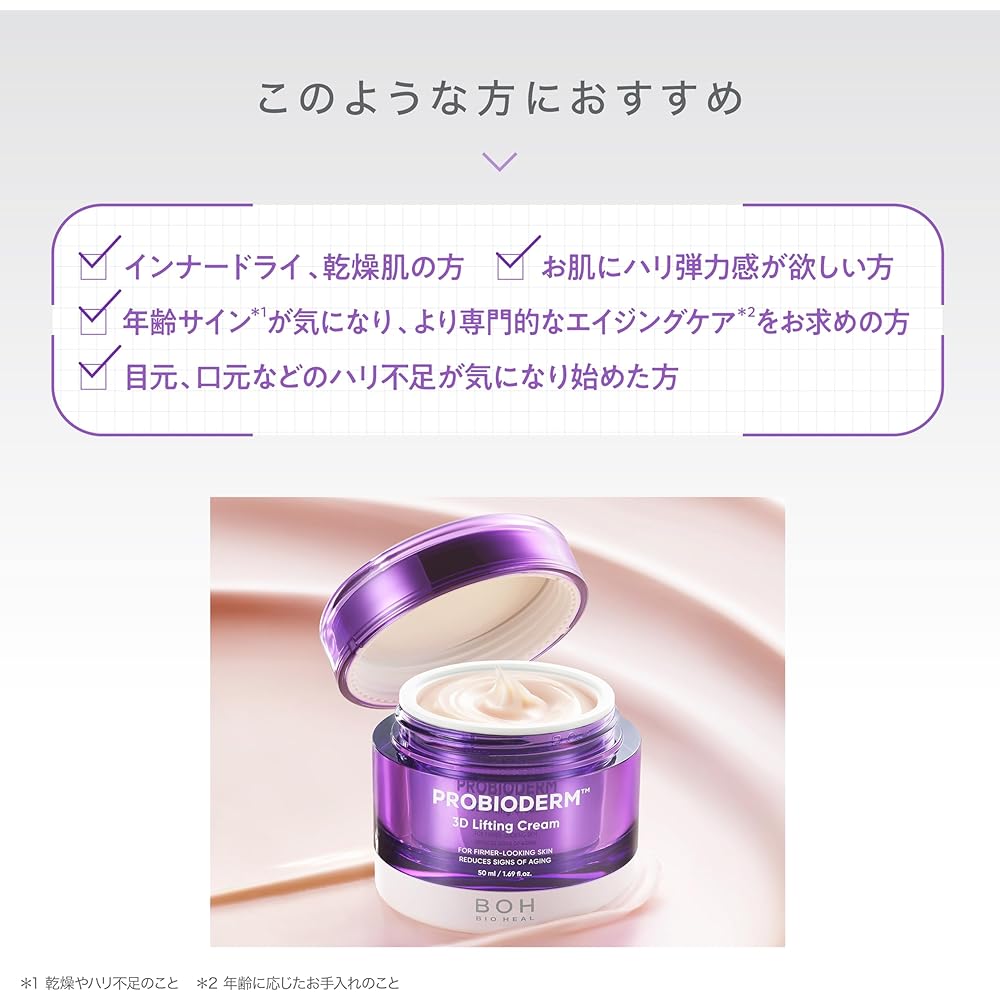 Bioheal BOH Probioderm 3D Lifting Cream Set 50ml X 2 High Moisture Dry Skin Elasticity Korean Skincare