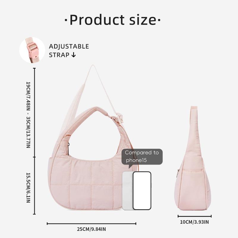Nylon bag large capacity women's armpit bag trendy down bag versatile single shoulder fashion solid color silk cotton handbag