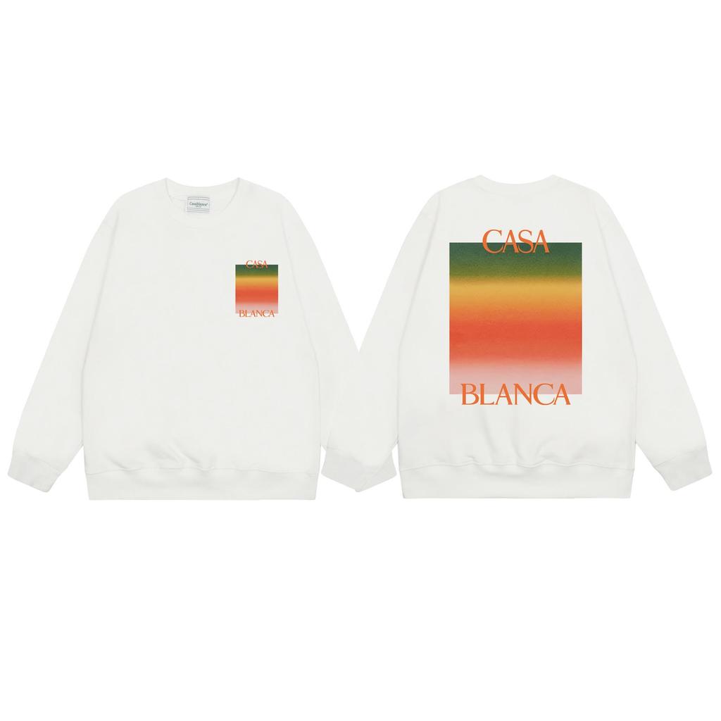 CASABLANCA Unisex Letter Print Terry Sweatshirt, New Style Round Neck