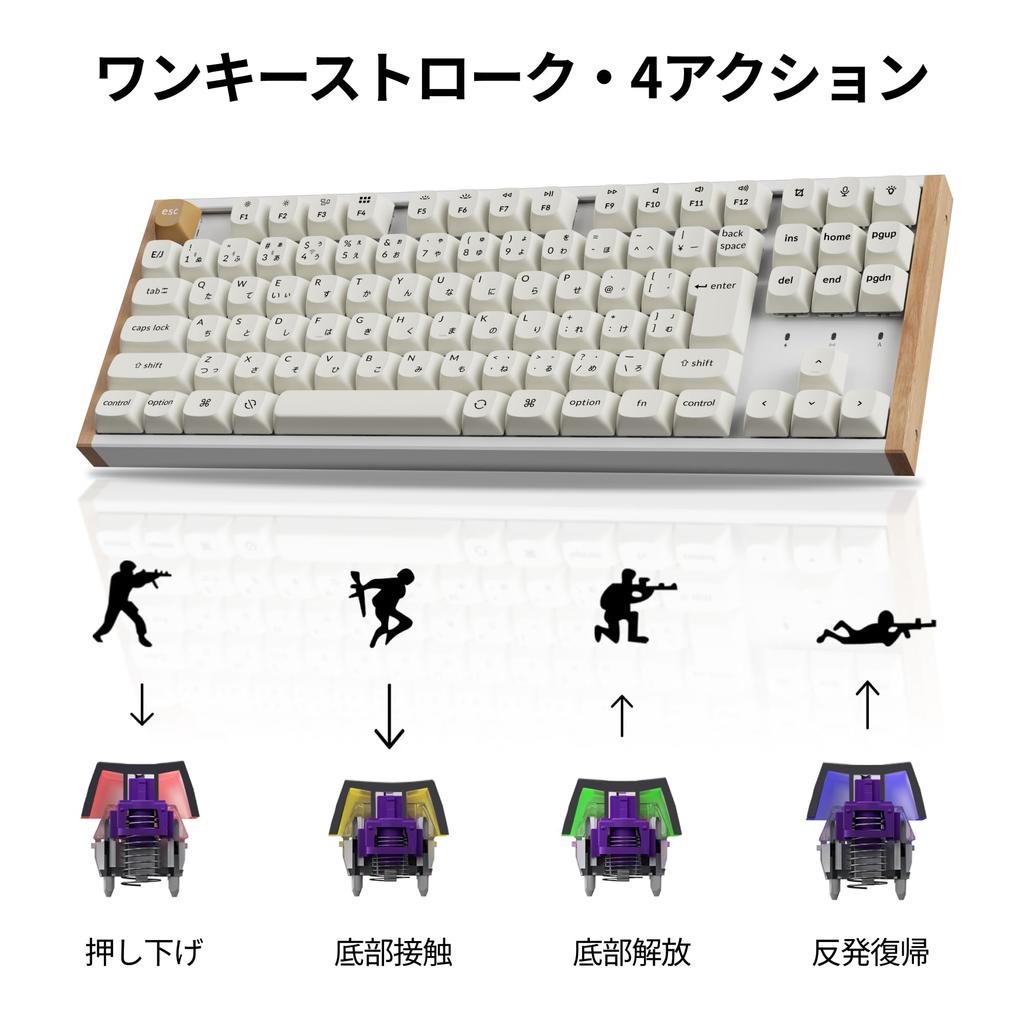 K8 HE QMK Wireless Gaming Custom Mechanical JIS Magnetic Windows Wood White Keychron Keyboard, Layout,