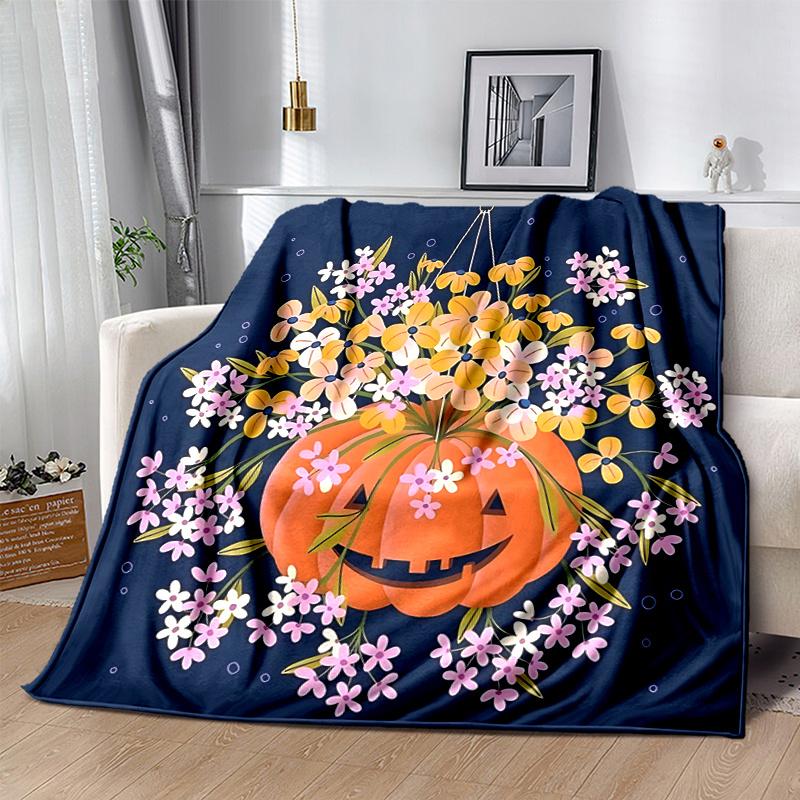 1pc Floral & Pumpkin Ideas Blanket Cute Home Decor Soft Perfect Gift for Birthday or Christmas, Living Room, Travel, Camping