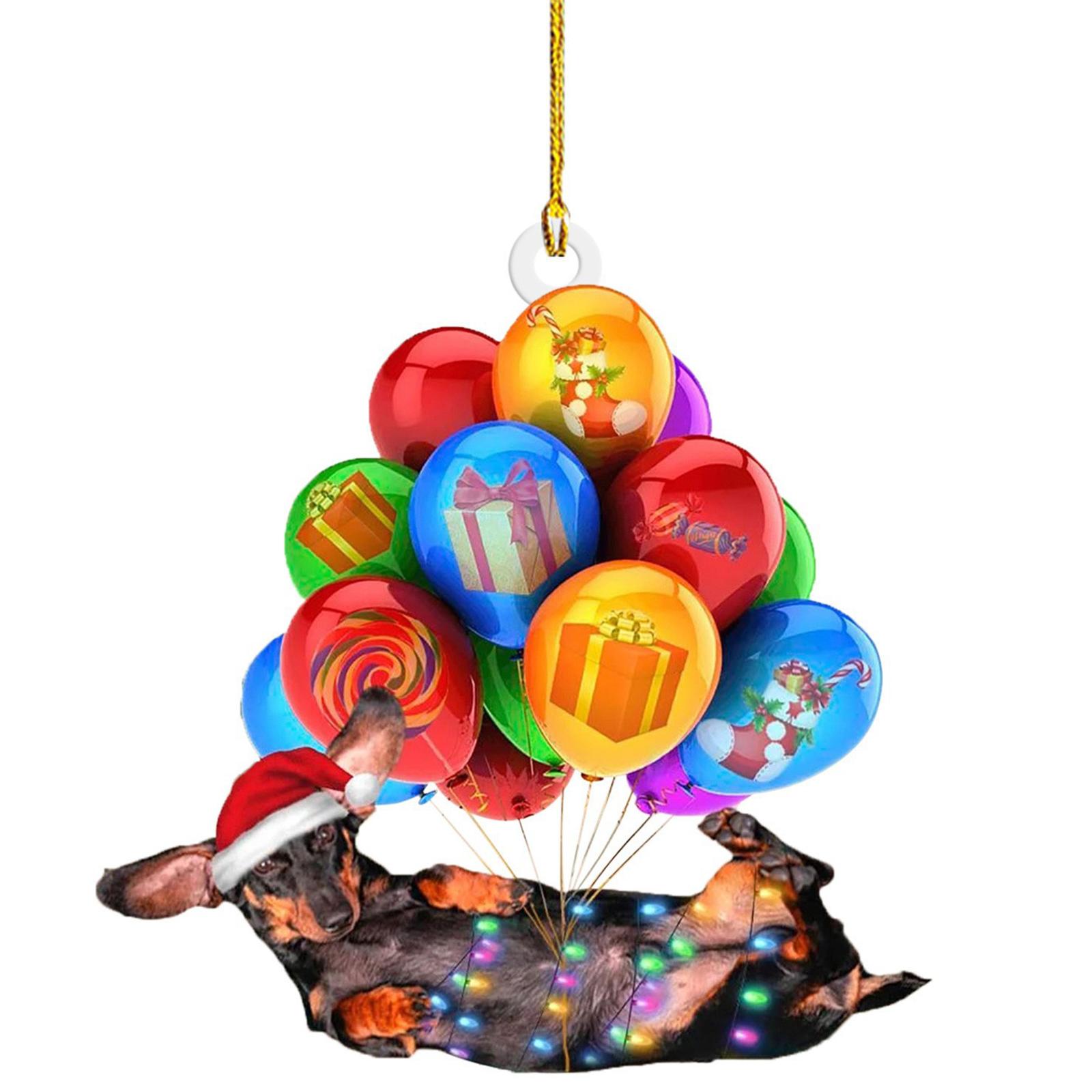 

Подвесной праздничный шарм в виде таксы, акриловая рождественская елка и украшение для салона автомобиля, декоративная подвеска для внутреннего использования 2