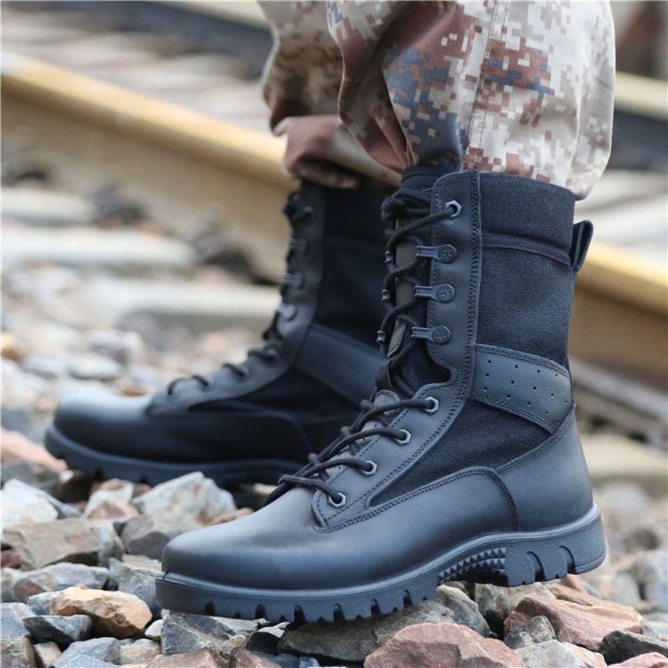 Men's Genuine Leather Ultra-Light Tactical Combat Boots for Outdoor Training