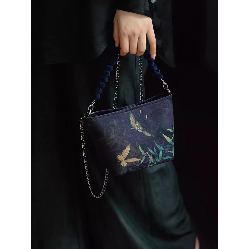 

IELGY женская антикварная цепочка из жемчуга высокой ценности новая китайская сумка-мессенджер для ручной переноски синий