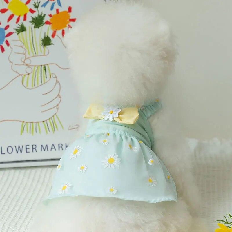 

Весенне-летняя одежда для домашних животных, юбка с цветочным принтом для котенка, щенка, тонкое платье принцессы для маленьких и средних собак, милый камзол, йоркширский пудель