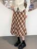 2025 Winter Plus Size Retro Plaid Midi Skirt - Thick Wool for 130-320 Jin