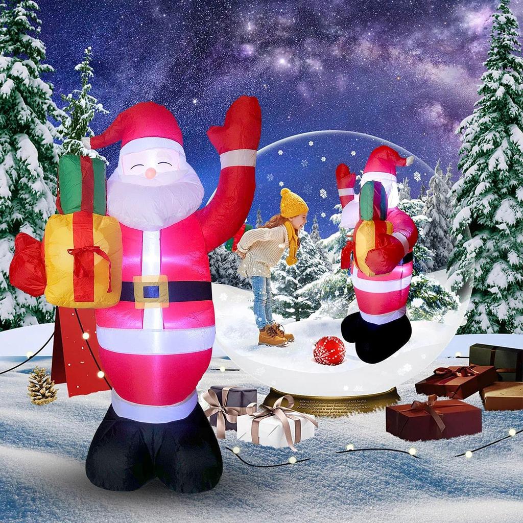 Inflatable Christmas Halloween Decorations with LED Lights: Snowman, Pumpkin, Santa Claus, Gingerbread Man, and Ghost (Santa Claus)