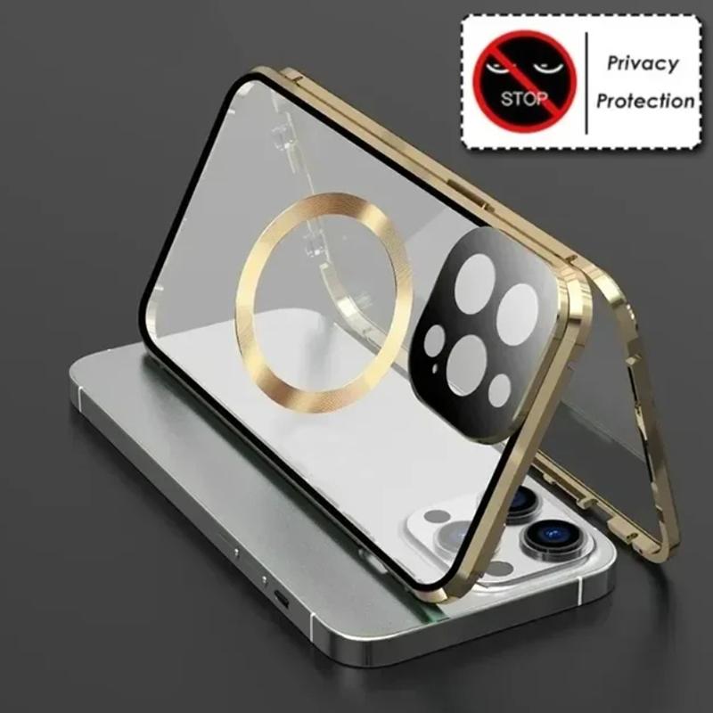 Funda Magnética Metálica Anti Miradas Indiscretas de Privacidad Para iPhone 17 16e 15 14 13 12Pro Max Funda Magsafe Protección 360 Funda de Teléfono a Prueba de Golpes