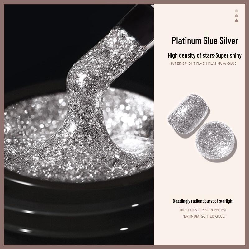 

Японский платиновый гель-лак для ногтей «Звездное небо»: Серебряный глиттер высокой плотности для контурирования и рисования