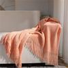 Chunky Knit Tassel Throw Blanket Solid Color Textured Knitted Blanket For Sofa Bed Home Decor