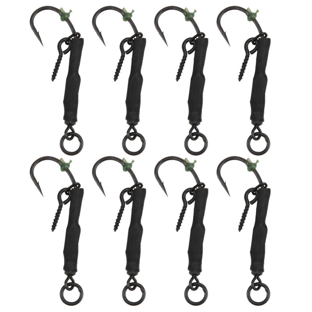 12PCS with Barbed Carp Fishing Hook with Swivels Fishing Hook Kit Ronnie Fishing Hook  Carp Fishing