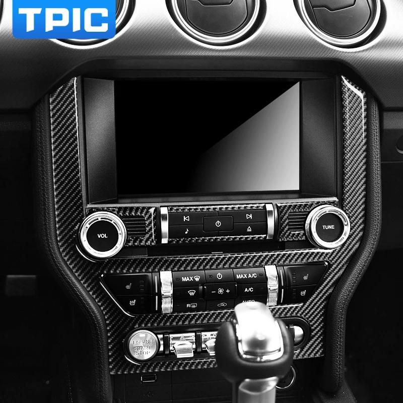 For Ford Mustang 2015-2019 Carbon Fiber Center Console CD Panel Air Condition Trim Sticker Cover Car Interior Tuning Accessories