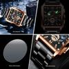 Binbond Men's Retro Multifunctional Waterproof Luminous Square Calendar Watch