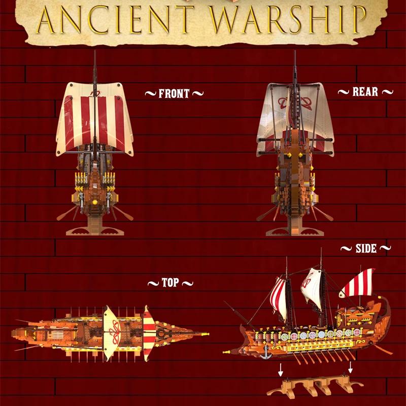 2073PCS Viking Longship Building Blocks Giant War Pirate Ship Model Bricks Desktop Ornaments Kids Educational Toys Holiday Gifts