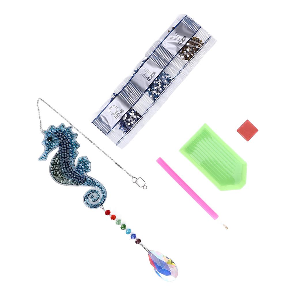 Rhinestones Pendant Unique Hippocampus Shape DIY Painting Decorative Ornament Accessories for Window Home Decoration