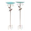 Bird Bath Feeder with Stake Height Adjustable Vintage Metal Cold Proof Standing Birdbath Birdfeeder for Garden Terrace