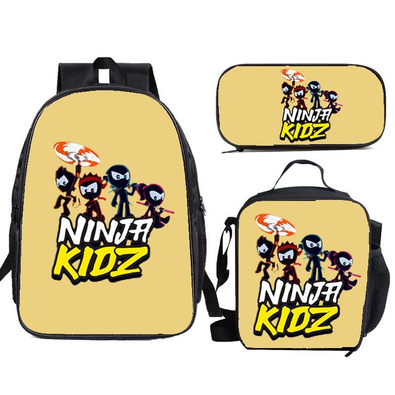 NINJA KIDZ 3-teiliges Set Kinder Schulrucksack mit Umhängetasche Federmäppchen Schultaschen für Jungen Mädchen Bestes Geschenk