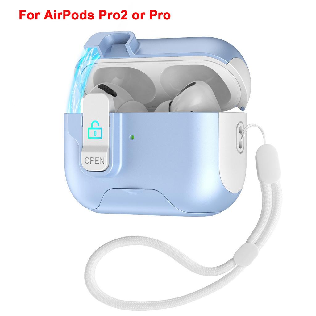 Shockproof Hard Protective Cover for AirPods Pro 2,Compatible with Apple AirPods Pro2 Case with Secure Lock Phone Holder
