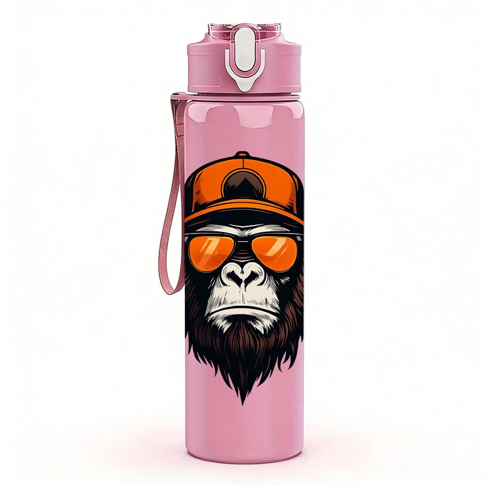 1PC Orangutan Gorilla Sunglasses Graphic 750ml Color Plastic Sports Water Bottle Leakproof Flip Straw Lid Suitable for Sports Office Home Use