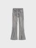 Women's High-Waisted Flared Jeans - Slim Fit, Strappy Detail, Elastic, Split Hem, Autumn Collection
