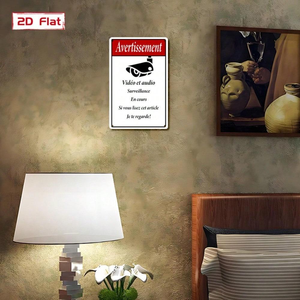 Vintage Metal Wall Sign French Surveillance Decor With Camera Home Store Plaque