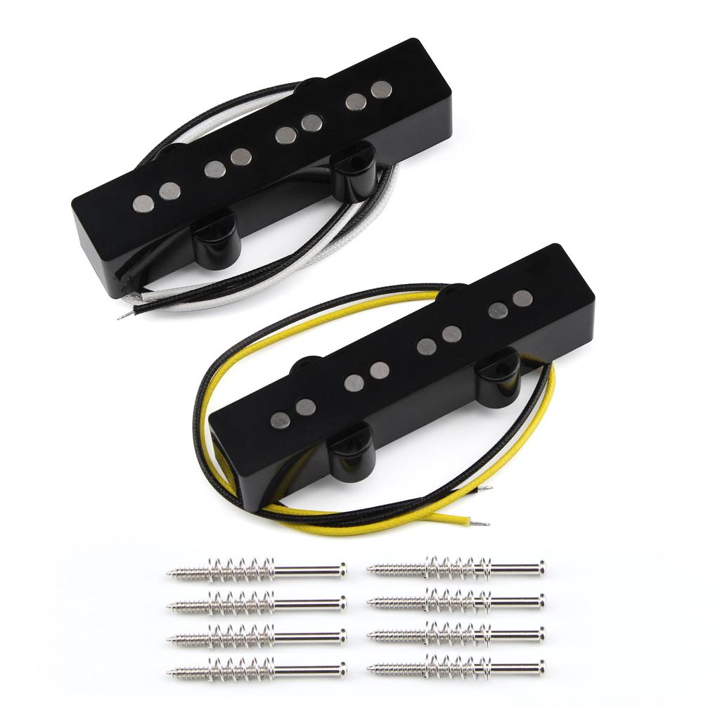 FLEOR Alnico 5 Jazz Bass Pickups, Neck & Bridge Pickup Set, 4-String, Fender Jazz Bass Guitar Pickup Parts