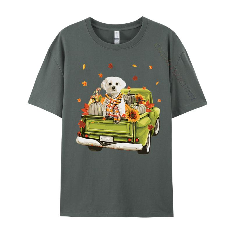 Party Happy Fall Yall Maltese Dog On Truck Tshirt Top Tshirts Rife Tops  Tees Cotton Men Cute Style Cotton Graphic Tees