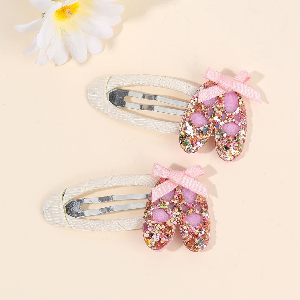 

2 шт. Милые заколки для волос в виде балетных туфелек с блестками, заколка для челки сбоку для девочки, заколка-невидимка для непослушных волос, аксессуары для волос для малышей и детей