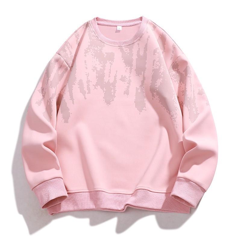 Mens Heavyweight Cotton Blend Sweatshirt Round Neck Long Sleeve Printed Loose Fit Casual Plus Size M-8XL