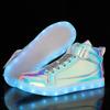 New Luminous Shoes High-top Men's Casual Shoes Children's Trendy Shoes Fashion Mirror Dazzling Lights Shoes Velcro Classmates