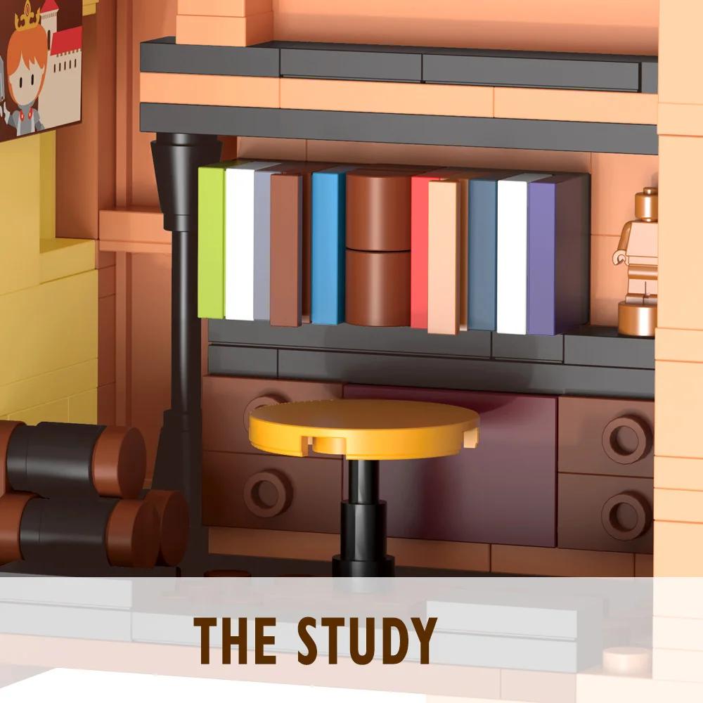 Kreatives Bücherregal Bauset, Caféhaus Baustein Spielzeug Geschenk für Erwachsene, Mini-Ziegel