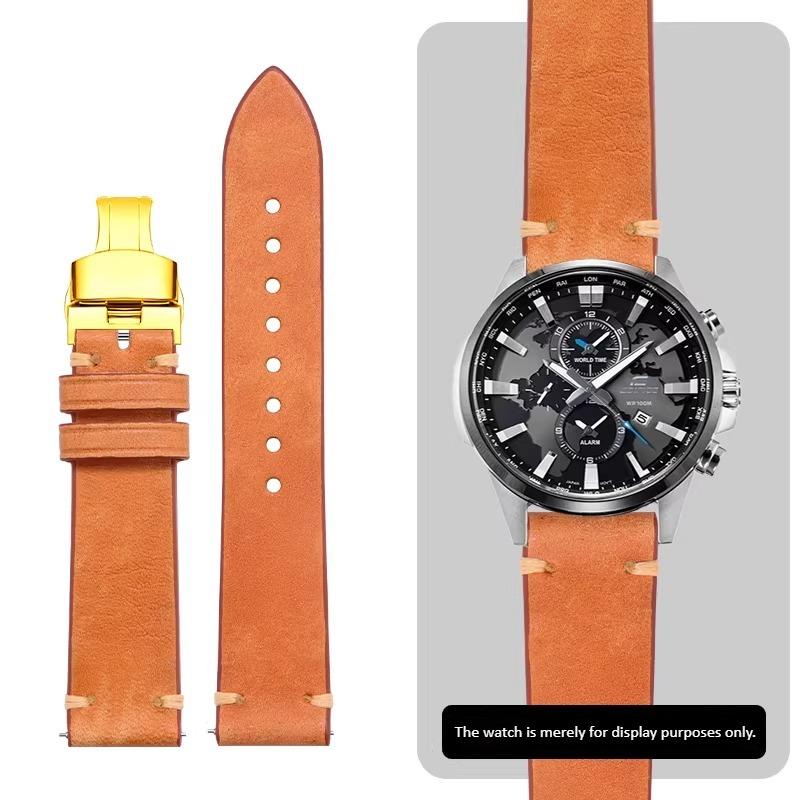 22mm 23mm high-quality genuine leather watch strap For Casio EDIFICE EFR-552D/539/303 EFV-650D MDV-107D Men's Cowhide watchband