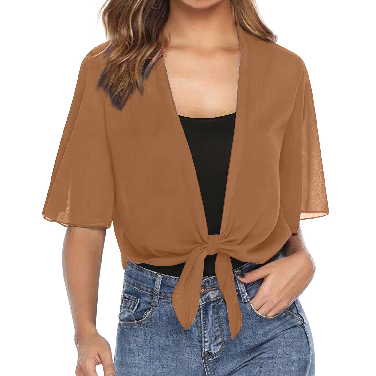 

Женский модный комфортный прозрачный топ с короткими рукавами на шнуровке и открытым передом, однотонный, повседневный, для отдыха, с короткими рукавами L светло-коричневого