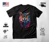 Owl Portrait Neon Graphic T-Shirt Black Unisex S-2XL