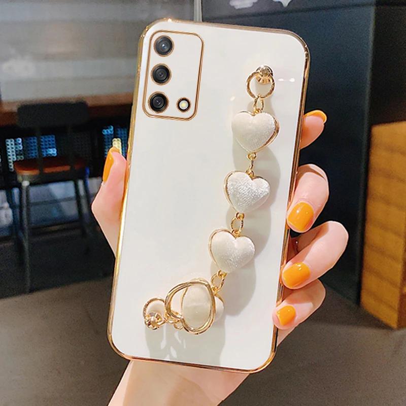 

Плюшевый чехол-браслет Love Heart для vivo V21 Y20 Y20S Y21 Y22 Y22S Y35 Y51 Y73 Y76 V20 V23 V25 V29E, силиконовый чехол с цепным покрытием vivo V29E 4G белый