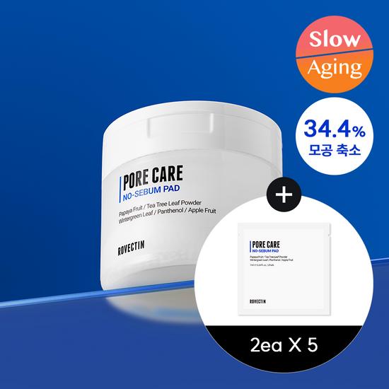34.4% Pore Reduction ROVECTIN Pore Care No-Sebum Pads 60 Sheets (+10 Sheets Free)