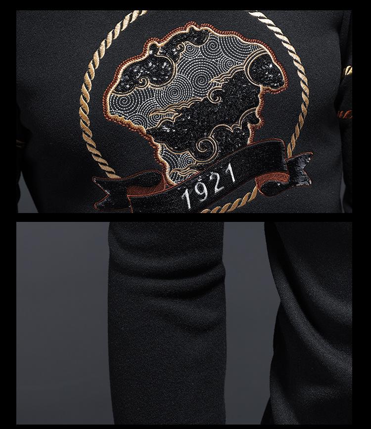European Station 2025 Autumn/Winter Men's Wool Semi-High Neck Embroidered Sweater - Light Luxury Casual Trend