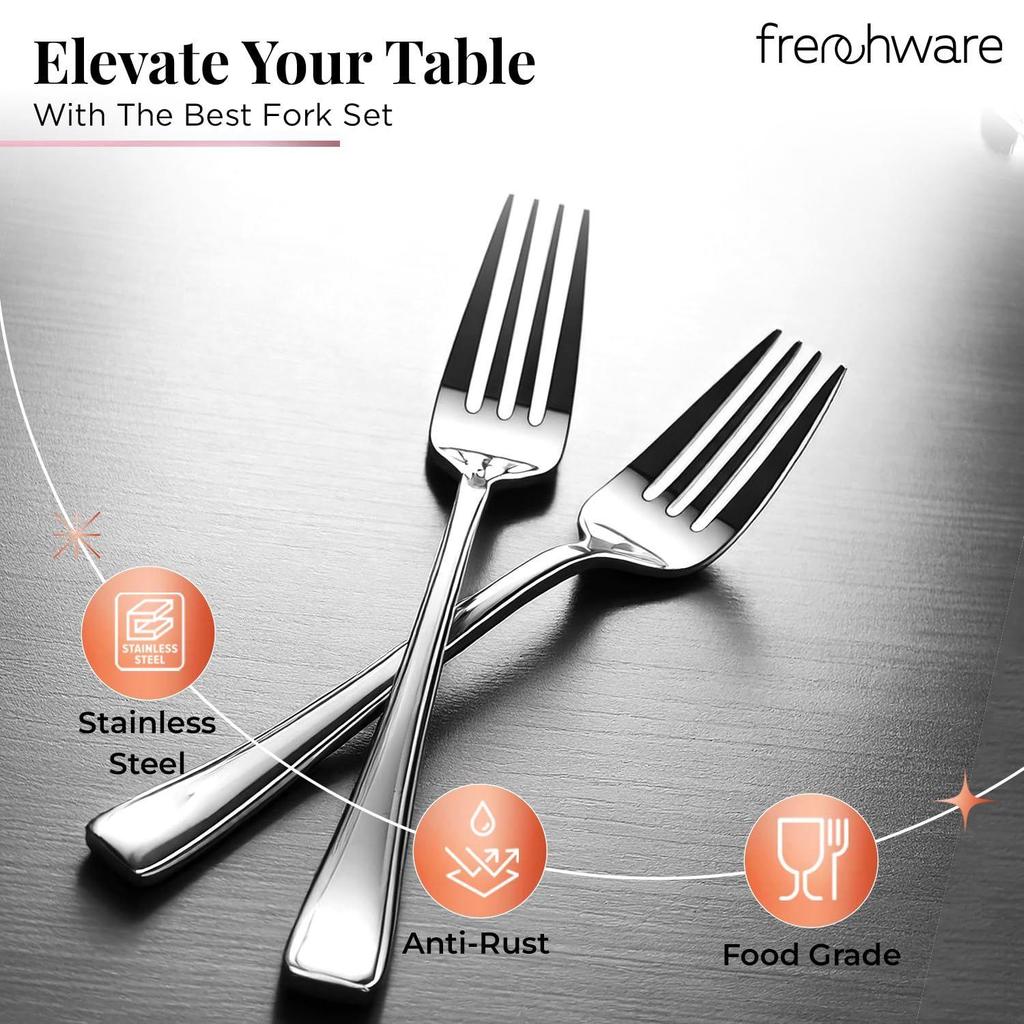 Cutlery (Set of 6, Stainless Steel Sliver Forks Set), 100% Food Grade, Non Toxic, Anti-Rust, Dishwasher Safe, Perfect Gifting Set for All Occasions