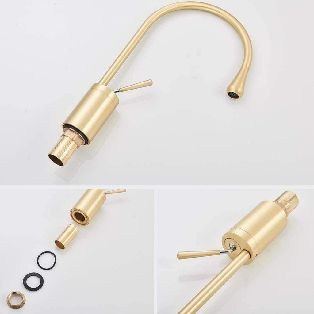 Single Handle Rotates 360 Compatible with Golden Brass Double Sinks Tap, Kitchen Sink Hot and Cold Water Taps, Modern Style