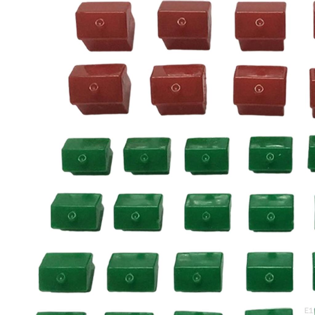 Hotelspiel, Ersatzteile, 12 rote Häuser und 32 grüne Hotelhäuser,